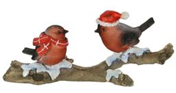 Animal Figurine Birds on Tree Trunk 10 x 23 x 8 cm Statue Autumn Decoration Winter Decoration Christmas Decoration Advent Wreath Accessories Wreath Decoration Bird Figure Branch Bird Statue Sculpture