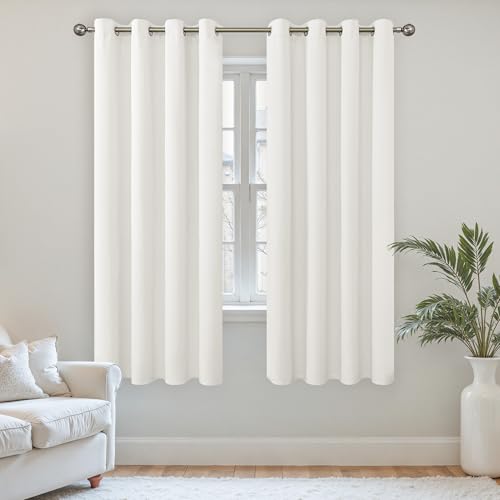 YoungsTex White Velvet Curtains 72 Inches Length 2 Panels for Living Room, Thermal Insulated Window Drapes with Grommet Darkening Privacy for Sliding Door Bedroom, 2 Panels, 52 X 72 Inch