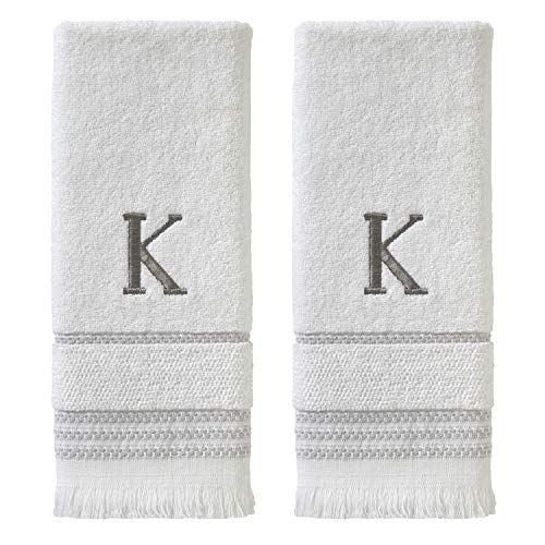 SKL Home Hand Towel Set, K, Cotton, White, 16x26