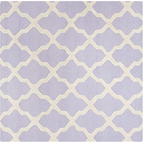 Safavieh Trellis Indoor Hand Tufted Square Area Rug, Cambridge Collection, CAM121, in Lavender / Ivory, 183 X 183 cm for Living Room, Bedroom or Any Indoor Space