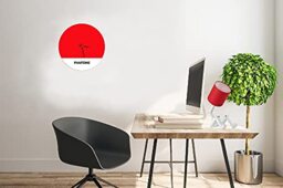 Homemania Tramonto Wall Clock - Round Wall Decoration - Living Room Kitchen Office - Red, White, Black, Metal, 40 x 0.15 x 40 cm