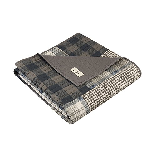 "Woolrich Luxury Quilted Throw - Cabin Lifestyle, Patchwork with Moose Design All Season, Lightweight and Breathable Cozy Bedding Layer Throws for Couch Sofa, 50"" W x 70"" L, Winter Hills Taupe"