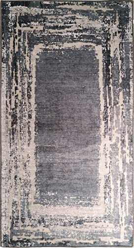 MANI TEXTILE Ring Rug, Polyester, Grey, 120 x 180