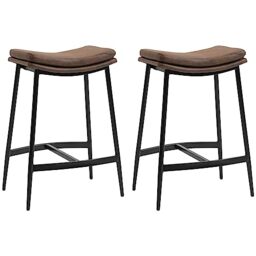 HOMCOM Breakfast Bar Stools Set of 2 Microfibre Upholstered Barstools Brown