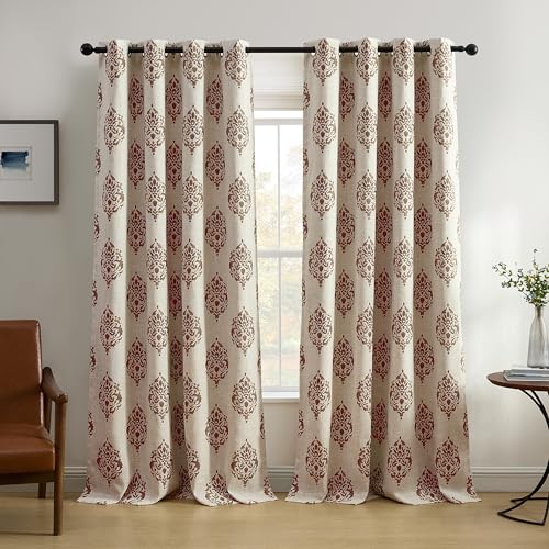 Elrene Home Fashions Navara Medallion Room Darkening Window Curtain Panel 52 x 84 Inches (1, Cinnamon Red