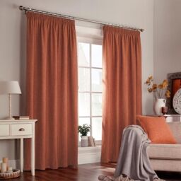 "Furn Harrison Ringtop Eyelet Curtains (Pair) -Ready Made-Polyester-Burnt Orange-117cm x 183cm (46"" x 72"" inches)"