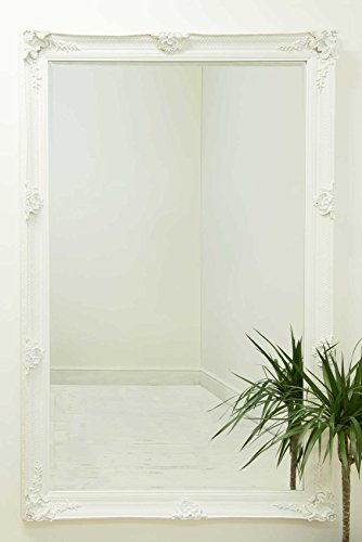 Abbey Extra Large Ornate Styled White Rectangle Wall Mounted Wood Mirror 170cm X 109cm