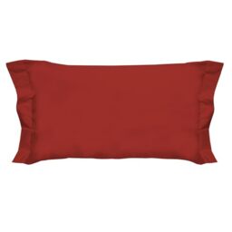 PENSIERI DELICATI Pair of Pillowcases 52 x 82 cm with Two Shuttlecocks Finish in Plain Colour, Made in 100% Cotton, Made in Italy, Red