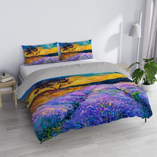 SD12 Double Duvet Cover Set, 100% Cotton, Made in Italy, 250 x 200 cm with Double Flap 50 cm + 2 Pillowcases 50 x 80 cm with Internal Flap, Digital Print