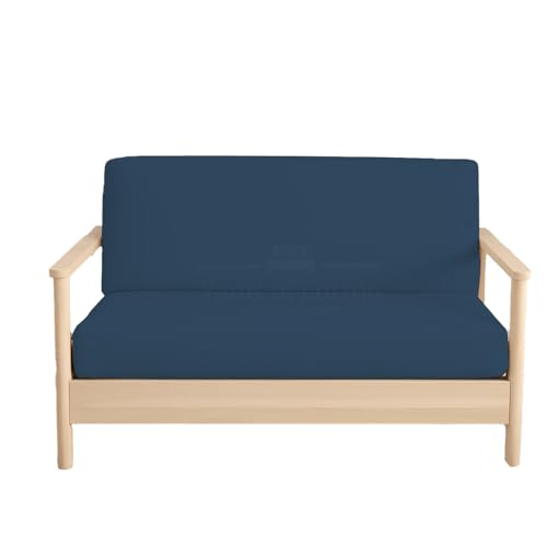 Twin Size Armless Futon Covers - 100% Cotton 400 Thread-Count Futon Slipcovers - Zippered Couch Cover Sofa Bed Protector, Sleeper Sofa Cover, Machine Washable, Medium Blue