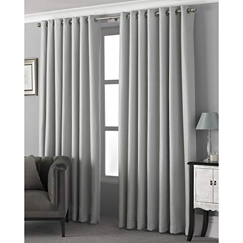 Paoletti Pendleton Jacquard Eyelet Curtain Pair - Silver - 168x137cm
