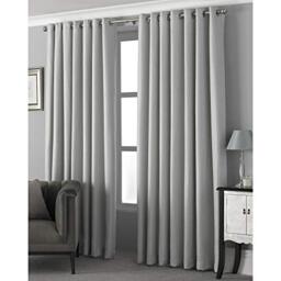 Paoletti Pendleton Jacquard Eyelet Curtain Pair - Silver - 168x137cm
