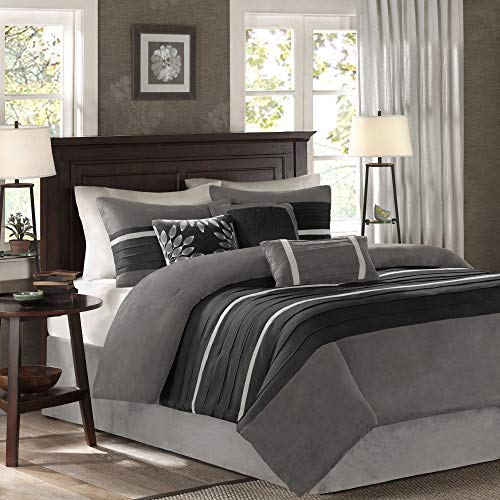 Madison Park All Season Down Alternative Bedding, Matching Shams, Decorative Pillow, Polyester, Black, Full