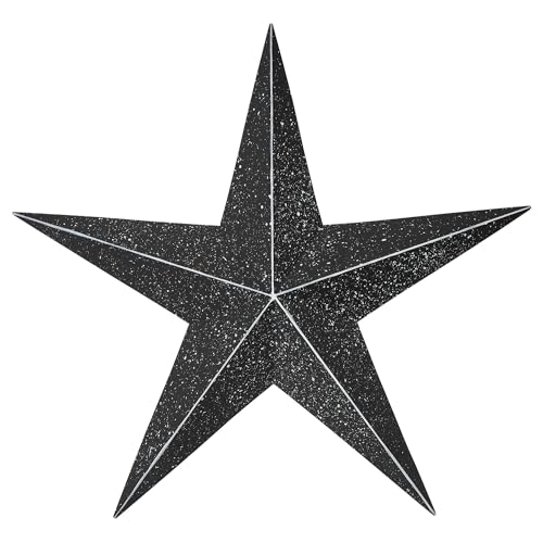 VHC Brands Patriotic Faceted Metal Star Black Wall Hanging 24x24, Independence Day Decor, American Star Design, Distressed Appearance Metal Wall Hanging, Star Shape, Country, Charcoal Black
