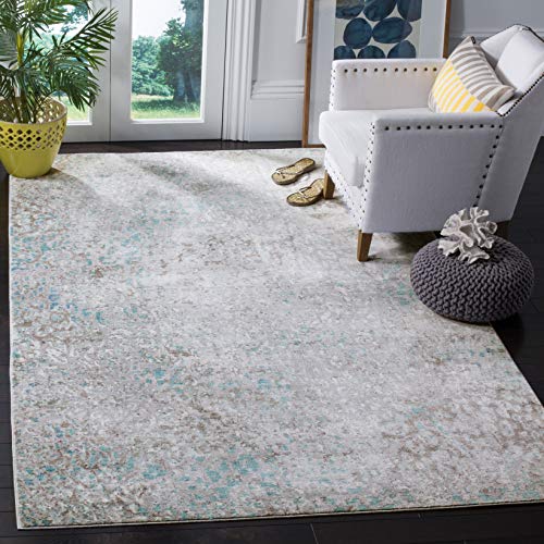 Safavieh Metro-Mod Indoor Woven Rectangle Area Rug, Mystique Collection, MYS977, in Grey / Light Blue, 183 X 274 cm for Living Room, Bedroom or Any Indoor Space