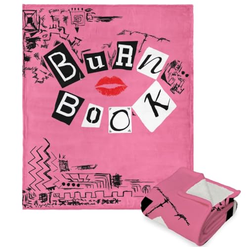 "Northwest Mean Girls Silk Touch Sherpa Throw Blanket, 50"" x 60"", Burn Book"