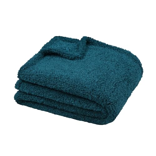 STOF - Blanket - Size 180 x 220 cm - 100% Polyester - Petrol - Montreal Model - Blanket - Soft Warm Fluffy Plain