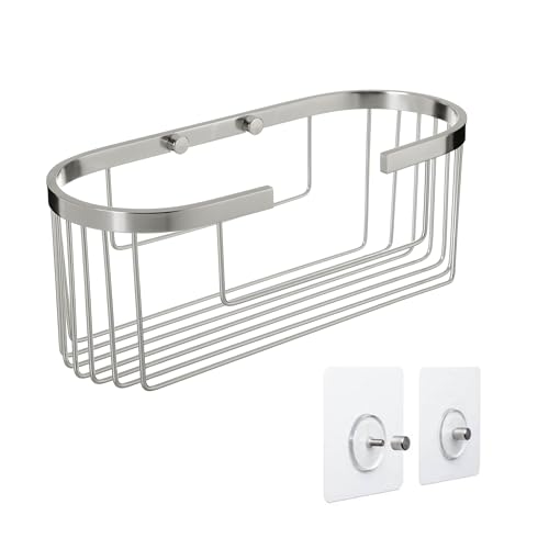 TATAY Shower Caddy Aluminium Holds up to 5 kg 100% Stainless - Shower Caddy Bathroom - Dimensions 12x11.5x30 cm - Quick Fix System - Supports 5 kg - Holds up to 5 kg, Chrome