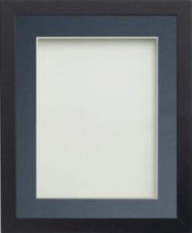 Frame Company Allington Black Photo Frame with Blue Mount, 10x8 for 6x4 inch, fitted with perspex