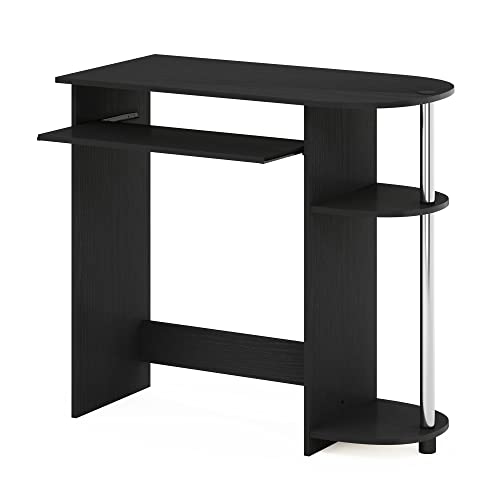 Furinno Computer Desk, Engineered Wood, Americano/Stainless Steel, 80 (W) x 73 (H) x 40 (D) cm