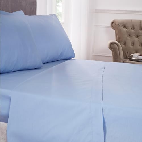 Emma Barclay 180 Thread Count Percale Flat Sheet in Blue - Single Bed