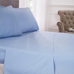 Emma Barclay 180 Thread Count Percale Flat Sheet in Blue - Single Bed