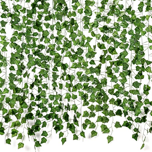ARTKAIKE Fake Vines for Room Decor(12 Pack 84 Feet) Aesthetic Artificial Plant Ivy Leaves Hanging Greenery Garlands for Home Bedroom Wall Wedding Party Decor (504FT 72PCS Vines)