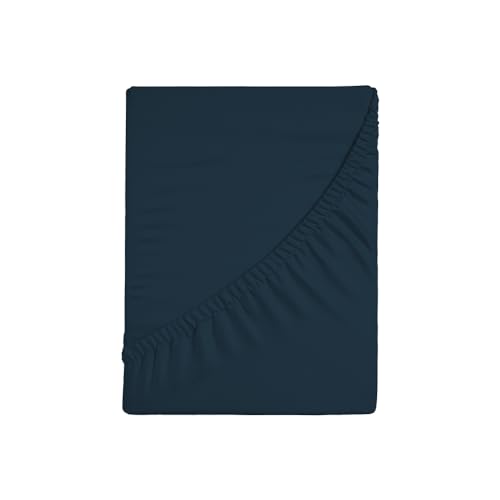 Zer0bed, Fitted Sheet with Corners, Single Colour, 100% Cotton, 30 cm Maxi Angle, 1 and a Quarter, Blue, 130 x 200 cm