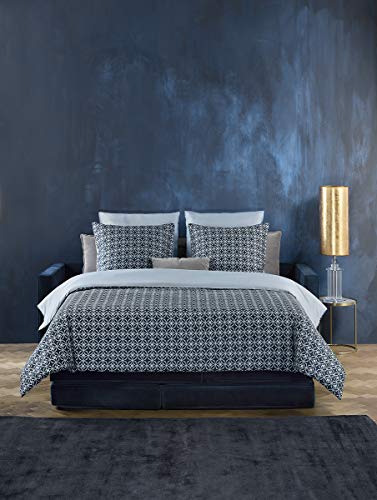 De Witte Lietaer Satin Duvet Cover and Pillowcases, Cotton, Printed Blue, 140x200 cm / 60x70 cm