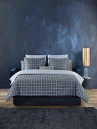 De Witte Lietaer Satin Duvet Cover and Pillowcases, Cotton, Printed Blue, 140x200 cm / 60x70 cm