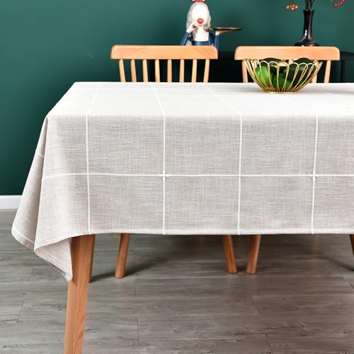 Yofori Heavy Duty Cotton Linen Table Cloth for Rectangle Table Rectangular Farmhouse Vintage Tablecloth Washable Rustic Table Cover (Linen, 52''x86'')