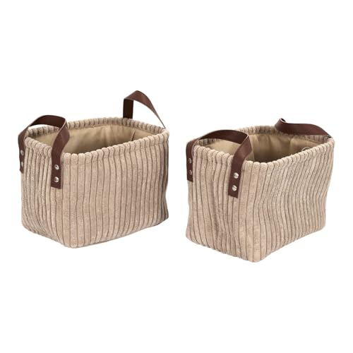 HOME DECO FACTORY, RG0037 Storage Basket in Taupe Corduroy, Elegant and Practical Design, Ideal for Toys and Clothes, Dimensions H20 cm, Colour: Taupe