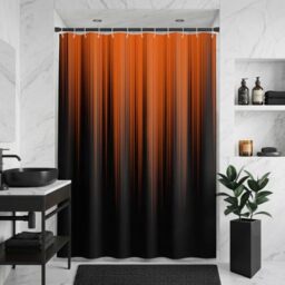 AAtter Burnt Orange and Black Shower Curtain Terracotta Ombre Dark Rust Amber Bright Gothic Cool Anime Mens Modern Abstract Minimalist Home Bathroom Decor Bathtub Set with 12 Hooks, 60x72, Gradient