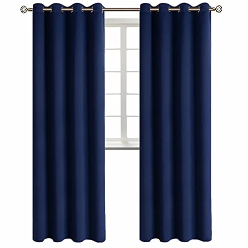 BGment Blackout Curtains for Living Room - Grommet Thermal Insulated Room Darkening Curtains for Bedroom, 2 Panels of 52 x 95 Inch, Navy
