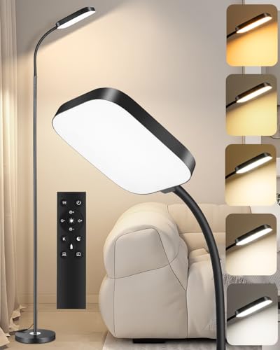 Floor Lamp – Floor Lamps for Living Room, LED Floor Lamp 18W 1850lm with Remote, Dimmable Standing Lamp 3000–6500K, Reading Lamp Floor Standing for Bedroom