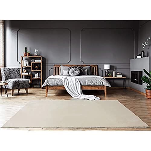 Mia's Teppiche Bella Living Room Rug, High Pile 160 x 230 cm, Crème