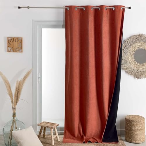 HomeMaison.com Thermal Insulated Blackout Curtain 140 x 180 cm Terracotta