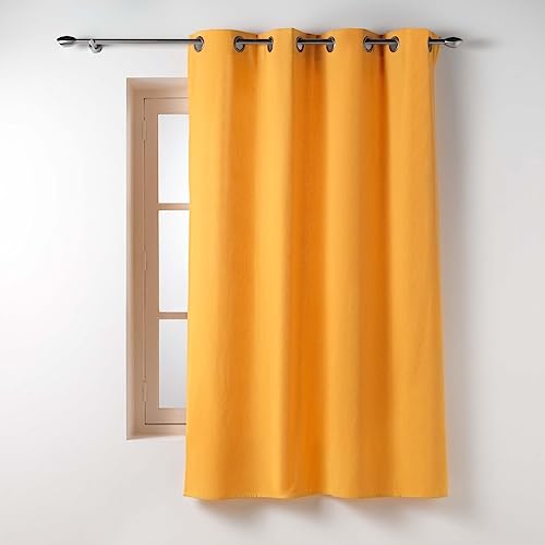 Douceur d'Intérieur, Curtain with eyelets (135 x 180 cm) Twily Yellow, Cotton/Recycled Polyester