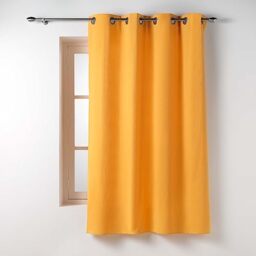 Douceur d'Intérieur, Curtain with eyelets (135 x 180 cm) Twily Yellow, Cotton/Recycled Polyester