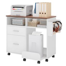 YITAHOME Mobile File Cabinet with Removable Base & Hanging Rod, White