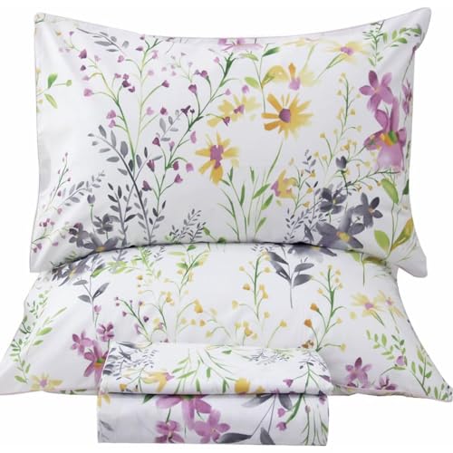 "Lady Ann Wild Floral Sheets Queen Size Bed Sheets Sets 100% Egyptian Cotton Pattern Sheets Deep Pocket 17"""
