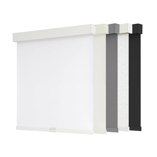 "AOSKY Blackout Roller Shades Cordless Blinds for Windows, Free-Stop Shades with Valance, Thermal Insulated Fabric, UV Protection, Natural Woven Blinds for Home and Office (32.5"" W x 72"" H, White)"
