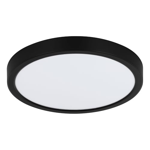 Eglo LED Ceiling Light Fixture Idun 2, Round lamp, Metal and Plastic in Black and White, Neutral White Lighting, Ø 30 cm