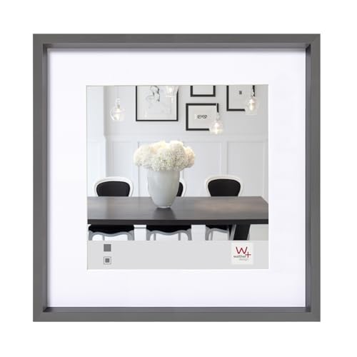 walther design Picture Frame Steel 30 x 30 cm with PassepArtout, Steel Style Plastic Frame ES330D