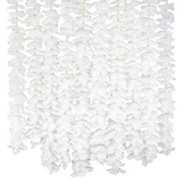 10 Pack(Each 78.7inch)(Total 65.6Feet) Artificial Silk Wisteria Fake Hanging Flowers Vine Plants Leaf Garland for Wedding Party Garden Outdoor Greenery Office Home Wall Decoration White