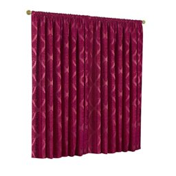 "Riva Paoletti Winchester Pencil Pleat Curtains (Pair) - Raspberry Red - Traditional Diamond Jacquard - Tiebacks Included - Polyester - 66"" x 72"" (168 x 183cm)"
