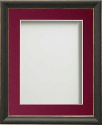 Frame Company Darcy Black Picture Photo Frames with Plum Mount, A2 for A3 *Choice of Colours* Fitted with Perspex