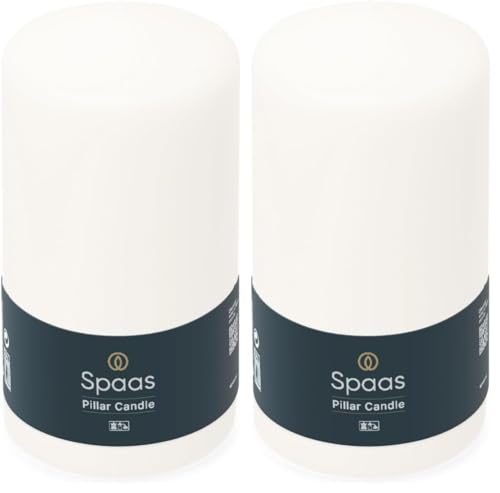 Spaas Unscented Pillar Candle 80/150 mm, 70 Hours, White (Pack of 2)