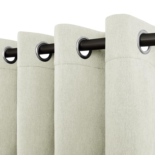 Easy-Going Linen Look Blackout Curtain Grommet Window Curtain Drapes for Bedroom, Living Room Thermal Insulated Room Darkening (2 Panels, 52x84 inch, Beige)