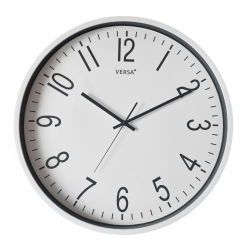 Versa Raven Wall Clock, New Mechanism and Improved Quality, Silent and Decorative, for Kitchen, Living Room or Dining Room ??? Measures (HxL x W) 50 x 2 x 50 cm, Polypropylene, White